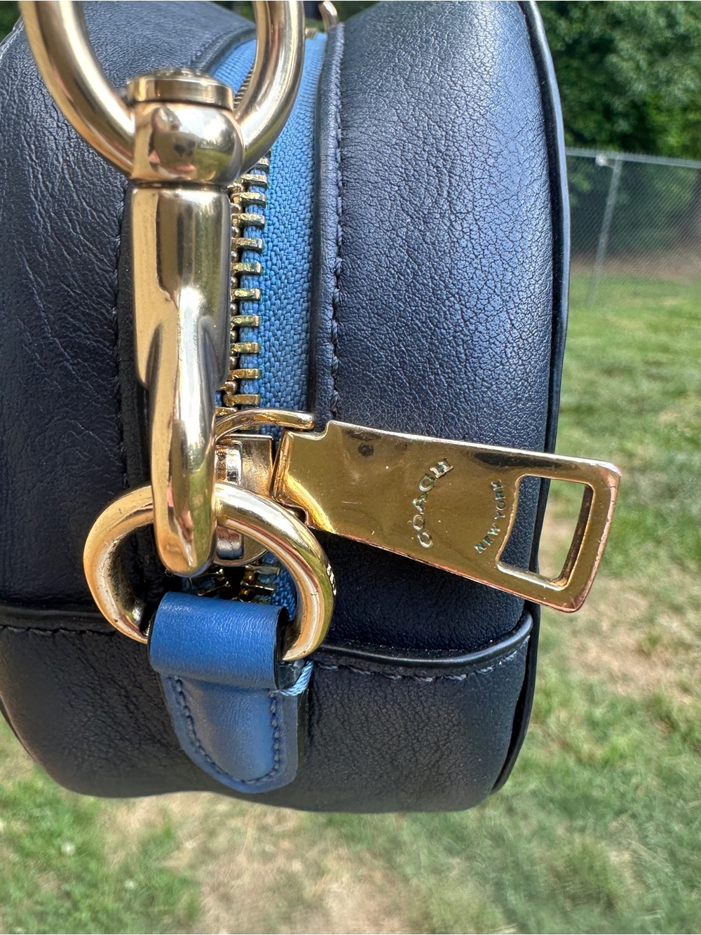 Coach Horse & Carriage Print Oval Camera Crossbody Bag Blue C4057 2021 - Picture 6 of 15